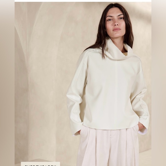 Banana Republic Women’s RIBBED TURTLENECK PULLOVER Size S Transition Cream - Picture 2 of 6